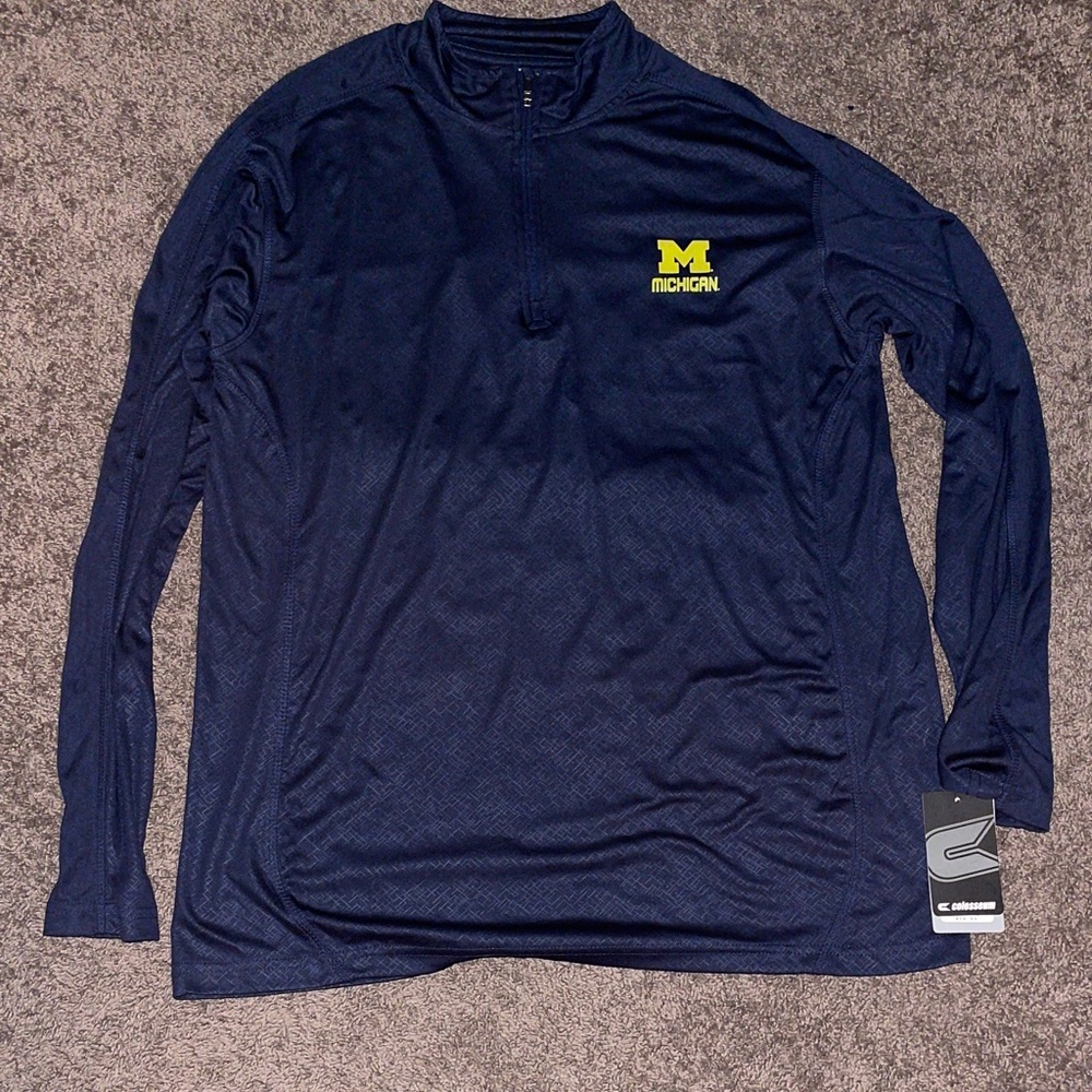 Michigan Navy Long-Sleeve Performance Quarter-Zip